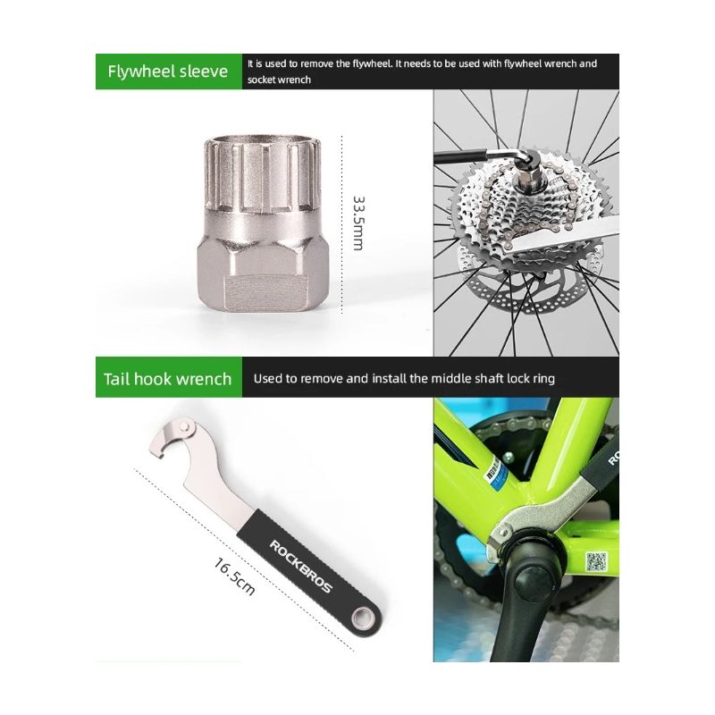 ROCKBROS bærbart sykkelreparasjonssett profesjonelt sykkelverktøy i karbonstål for sykkelentusiaster