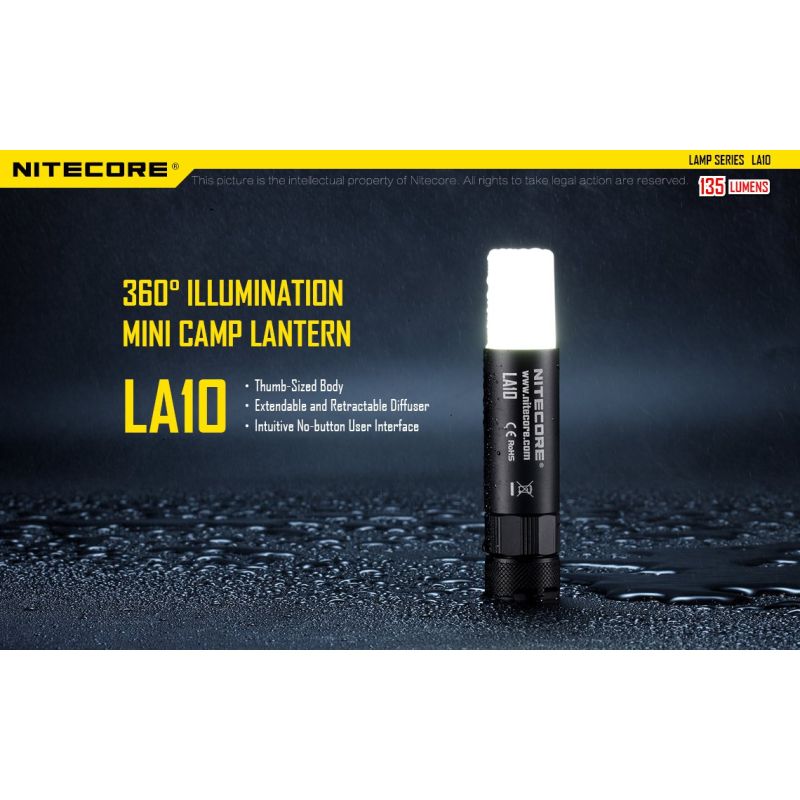 Nitecore LA10 mini EDC 135 lumen camping lommelykt med Nichia XP-G2 S3 LED og praktisk vridestrøm-design