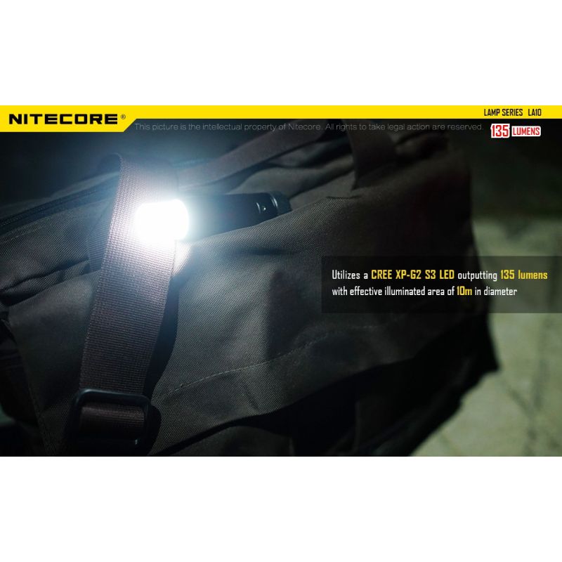 Nitecore LA10 mini EDC 135 lumen camping lommelykt med Nichia XP-G2 S3 LED og praktisk vridestrøm-design