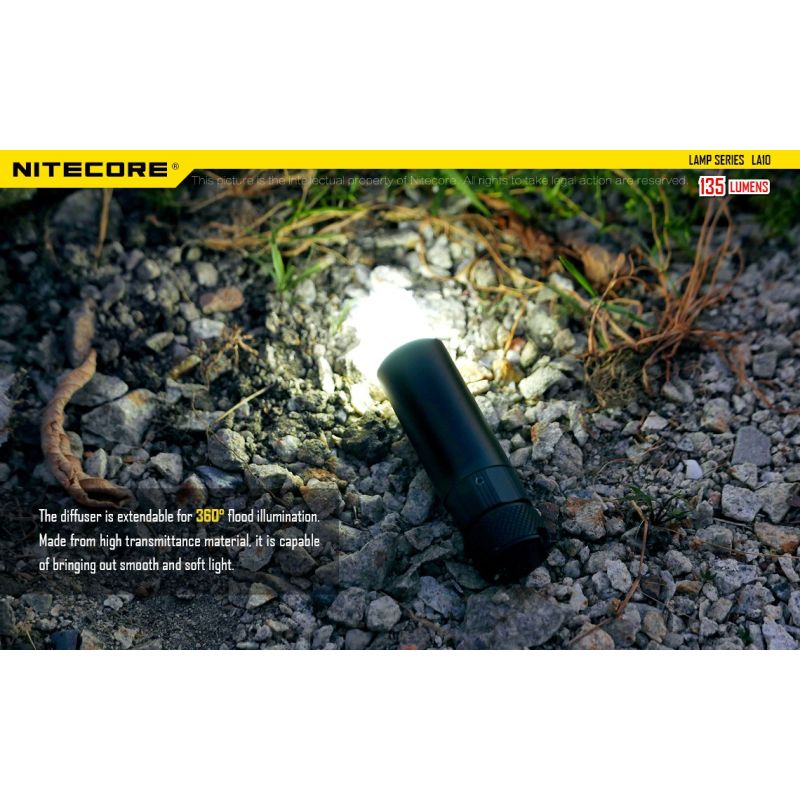 Nitecore LA10 mini EDC 135 lumen camping lommelykt med Nichia XP-G2 S3 LED og praktisk vridestrøm-design