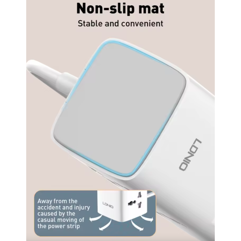 LDNIO Kubisk Tårn strømskinne 70W Ladestasjon med Universaladapter | Multi-uttak & Linjefilter for Hjem/Kontor
