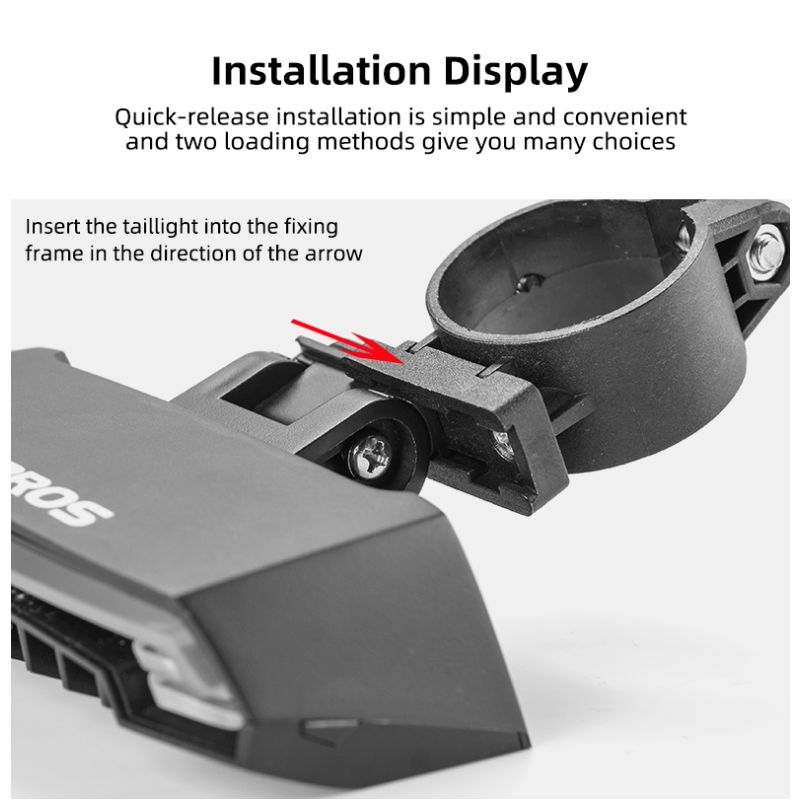 ROCKBROS LKWD-R1 sykkellys smart USB LED med trådløs fjernkontroll for synlighet og sikkerhet MTB og bysykling