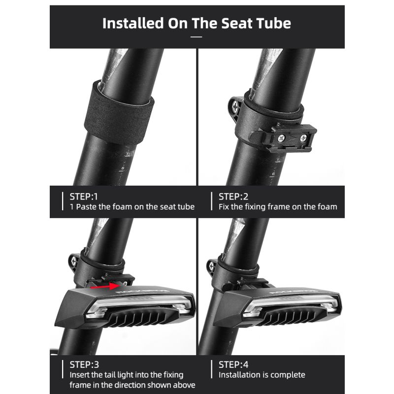ROCKBROS LKWD-R1 sykkellys smart USB LED med trådløs fjernkontroll for synlighet og sikkerhet MTB og bysykling