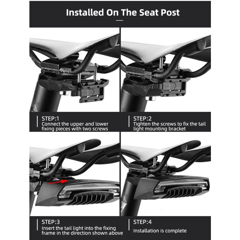 ROCKBROS LKWD-R1 sykkellys smart USB LED med trådløs fjernkontroll for synlighet og sikkerhet MTB og bysykling