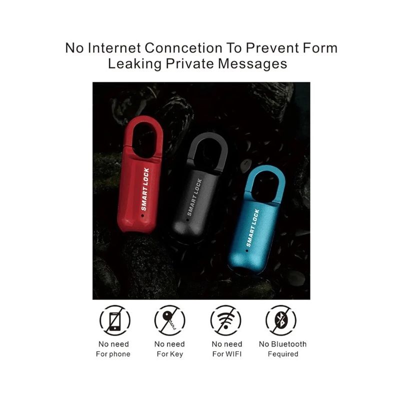 Smart USB nøkkelfri fingeravtrykk hengelås for reisesikkerhet slitesterk bærbar biometrisk umiddelbar lås