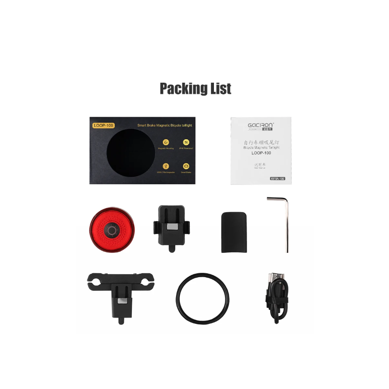 Oppdag Gaciron LOOP-100 sykkel baklykt med høy lysstyrke bremsesensor og aluminium for sykkelsikkerhet