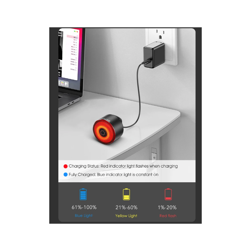Oppdag Gaciron LOOP-100 sykkel baklykt med høy lysstyrke bremsesensor og aluminium for sykkelsikkerhet
