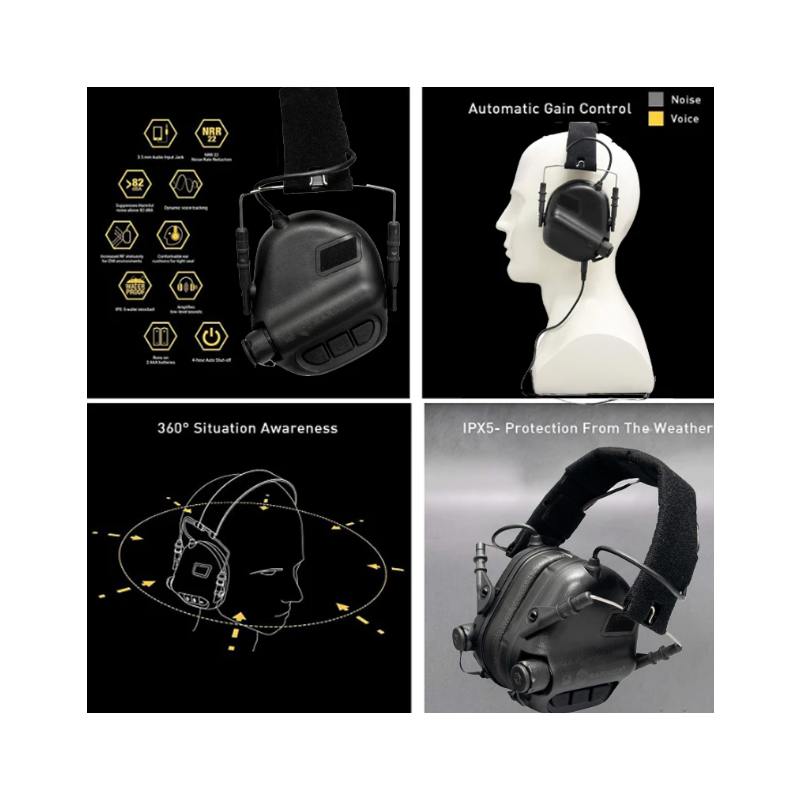 EARMOR M31 MOD4 Taktiske Hørselvern Jaktutstyr Elektroniske Skytehørselvern med Støyreduksjon Komfortable Øreputer