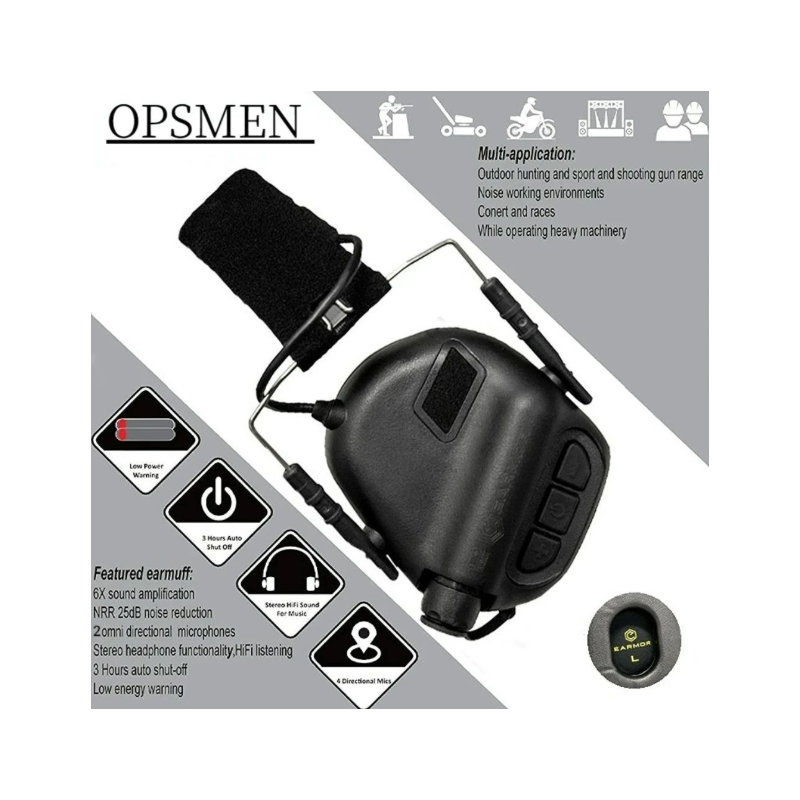 EARMOR M31 MOD4 Taktiske Hørselvern Jaktutstyr Elektroniske Skytehørselvern med Støyreduksjon Komfortable Øreputer