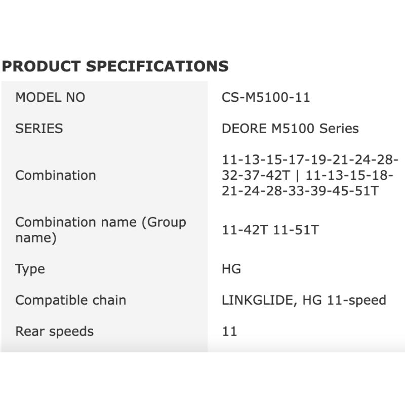 Shimano Deore CS M5100 11-trinns Kassett MTB Tannhjul HYPERGLIDE 11-51T Ytelse og Presisjon Terrengsykling