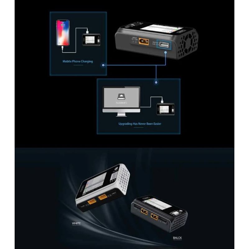 ToolkitRC M6D 500W 15A DC Dual Channel MINI Lader Rask og Effektiv Lading for RC Fjernstyrte Enheter LiPo LiHV
