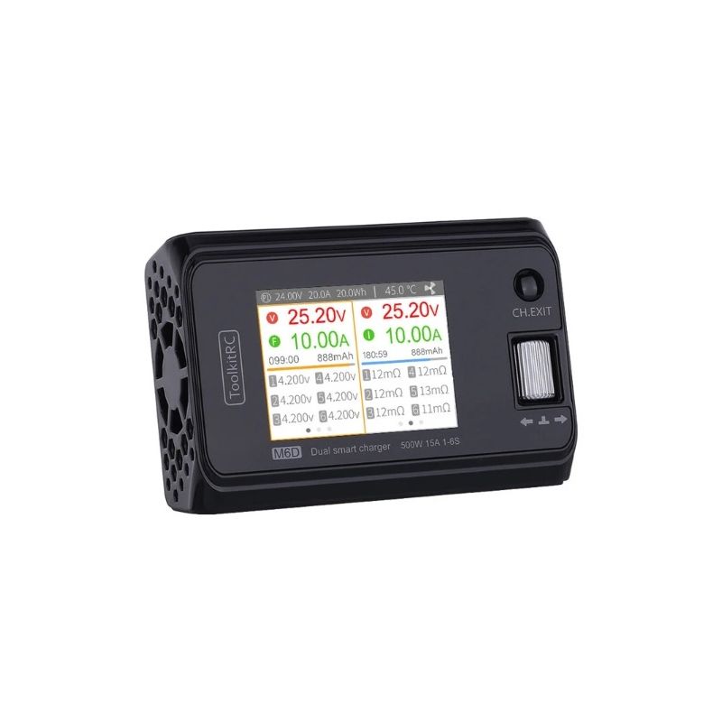 ToolkitRC M6D 500W 15A DC Dual Channel MINI Lader Rask og Effektiv Lading for RC Fjernstyrte Enheter LiPo LiHV
