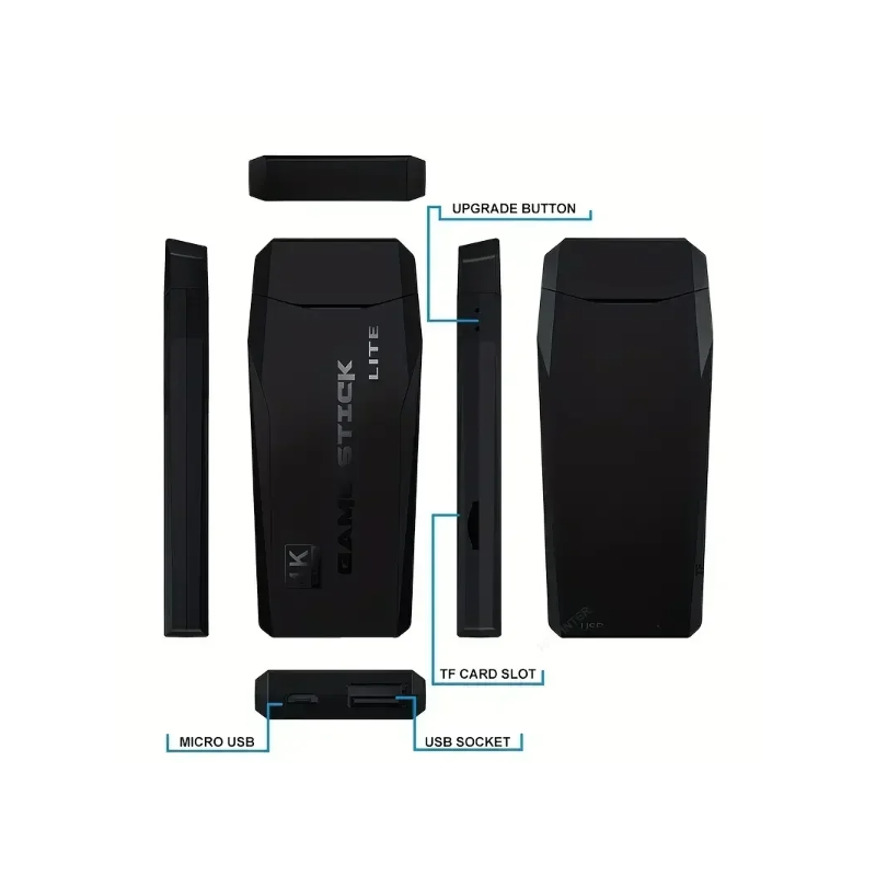 M8 videospillkonsoll retro gaming med 2.4G trådløs kontroller 4K Game Stick og omfattende spillbibliotek