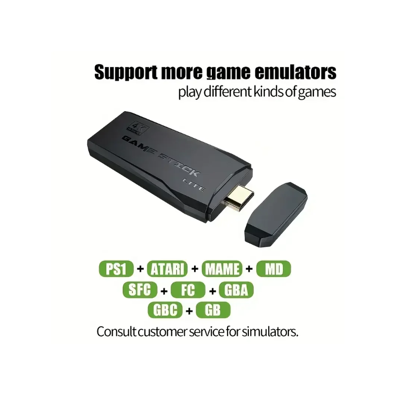 M8 videospillkonsoll retro gaming med 2.4G trådløs kontroller 4K Game Stick og omfattende spillbibliotek