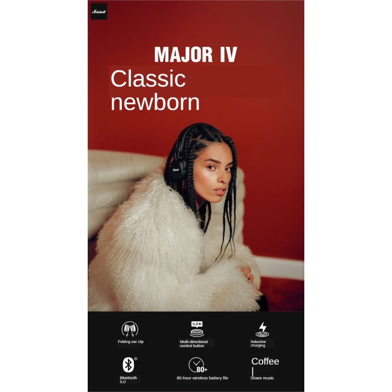 Major III trådløse Bluetooth-hodetelefoner med dyp bass krystallklar lyd og sammenleggbart design for musikkelskere