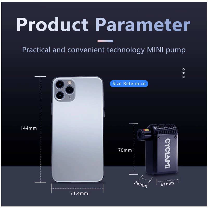 A2 Mini Elektrisk Luftpumpe Bærbar Sykkelinflator med Presta og Schrader Ventil Utendørs Sykkeltilbehør