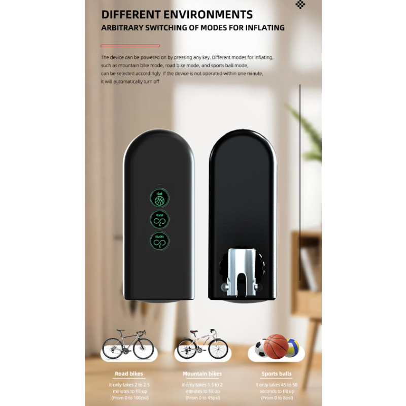 Bærbar Mini Sykkelpumpe med Høy Presisjon Trykksensor Kompakt Oppblåsingsenhet for Syklister på Farten