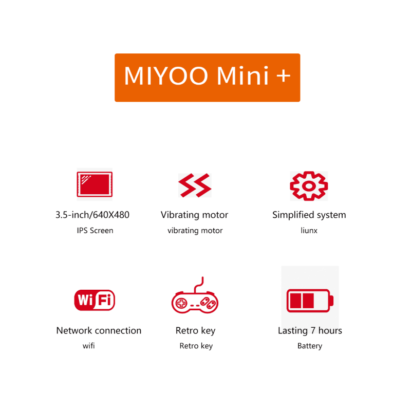 MIYOO Mini Plus Bærbar Retro Spillkonsoll med 3.5-tommer IPS Skjerm for Nostalgisk Gaming på Farten