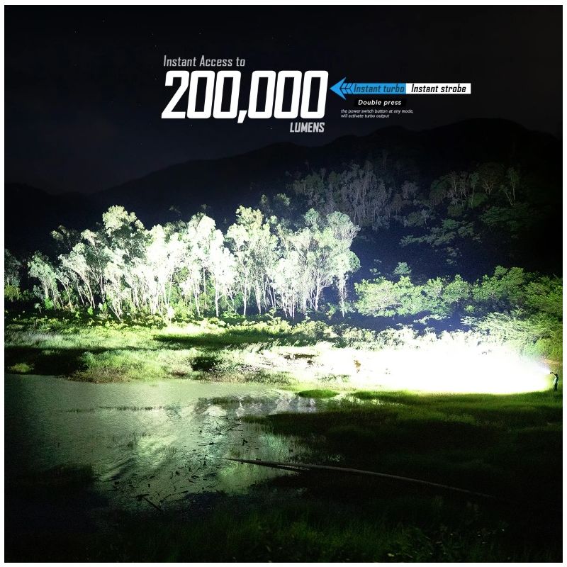 Kraftig IMALENT MS32 LED lommelykt 200000 lumen for utendørs belysning med flere lysmoduser og høy effekt