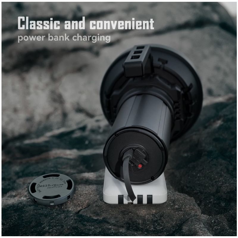 Kraftig IMALENT MS32 LED lommelykt 200000 lumen for utendørs belysning med flere lysmoduser og høy effekt