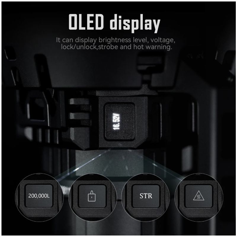 Kraftig IMALENT MS32 LED lommelykt 200000 lumen for utendørs belysning med flere lysmoduser og høy effekt