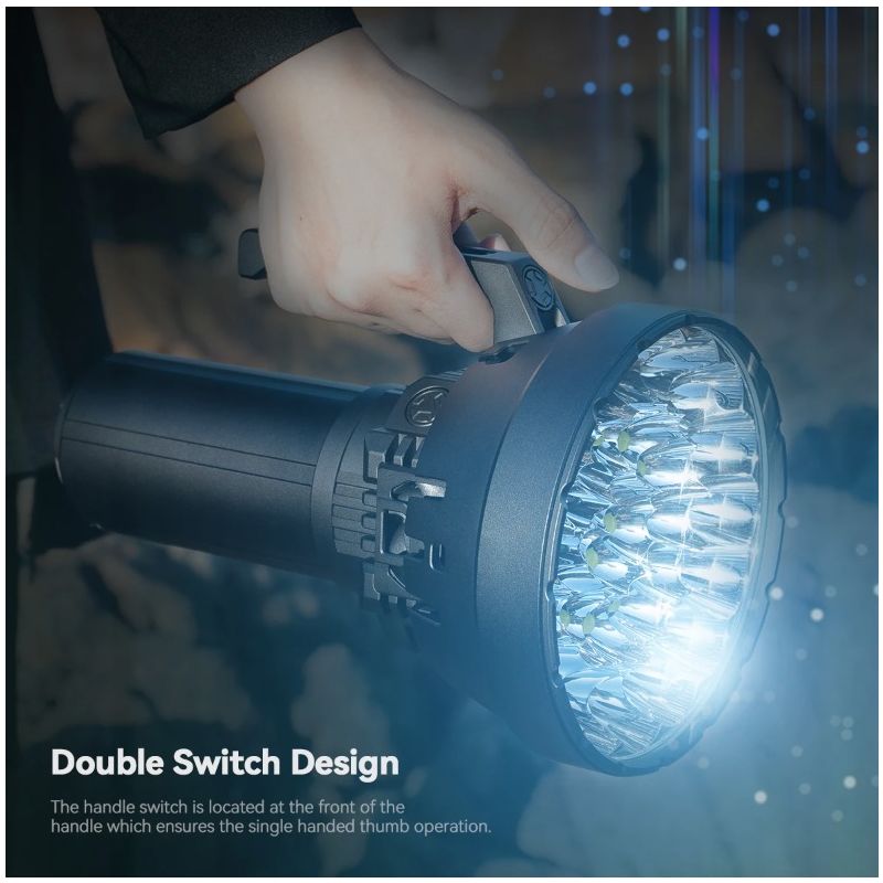 Kraftig IMALENT MS32 LED lommelykt 200000 lumen for utendørs belysning med flere lysmoduser og høy effekt