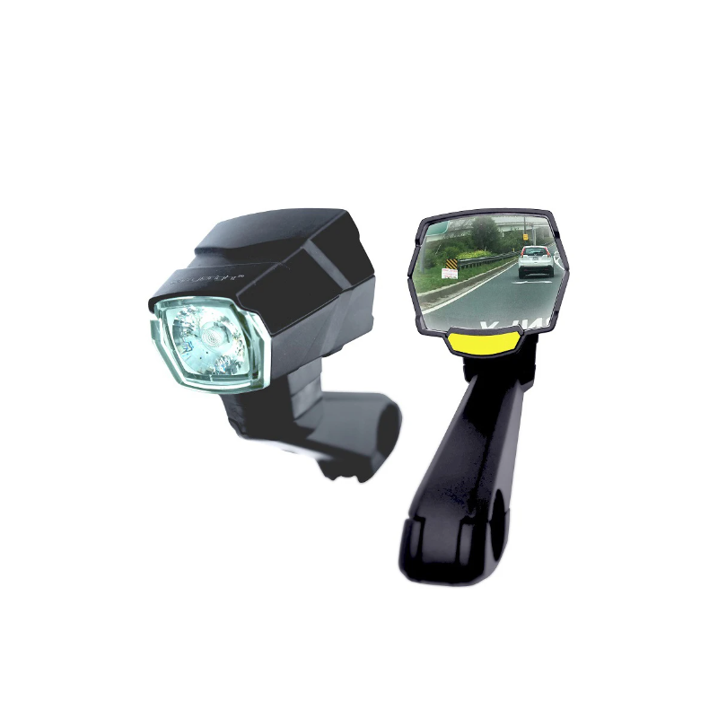 CarryBright CB800 sykkeltilbehør med bakspeil frontlys og innovativt sykkellys for sykkelsikkerhet og synlighet