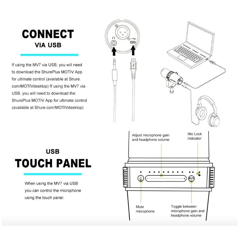 MV7 Profesjonell dynamisk podcastmikrofon høy lydkvalitet podcasting og opptak for alle dine lydproduksjonsbehov