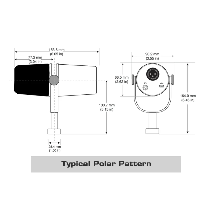 MV7 Profesjonell dynamisk podcastmikrofon høy lydkvalitet podcasting og opptak for alle dine lydproduksjonsbehov