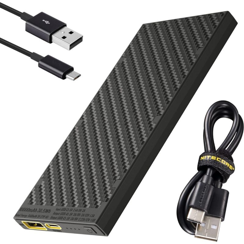 Nitecore NB10000 Gen II ultratynn powerbank 10000mAh QC Quick-Charge USB USB-C dobbel utgang reisetilbehør