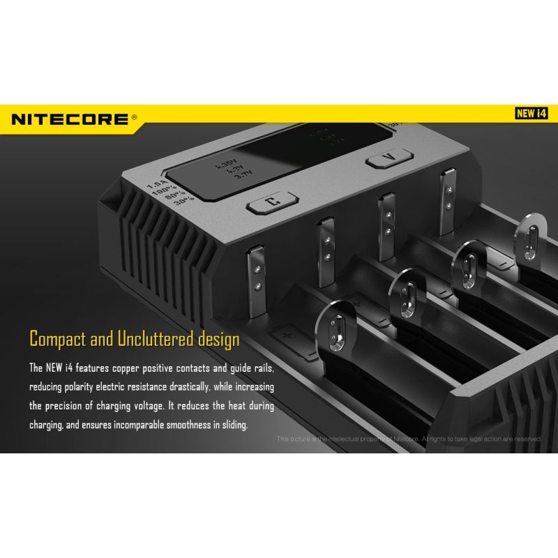 Nitecore Ny I4 Li-ion batterilader med avansert ladeteknologi brukervennlig for smart lading og kompatibilitet