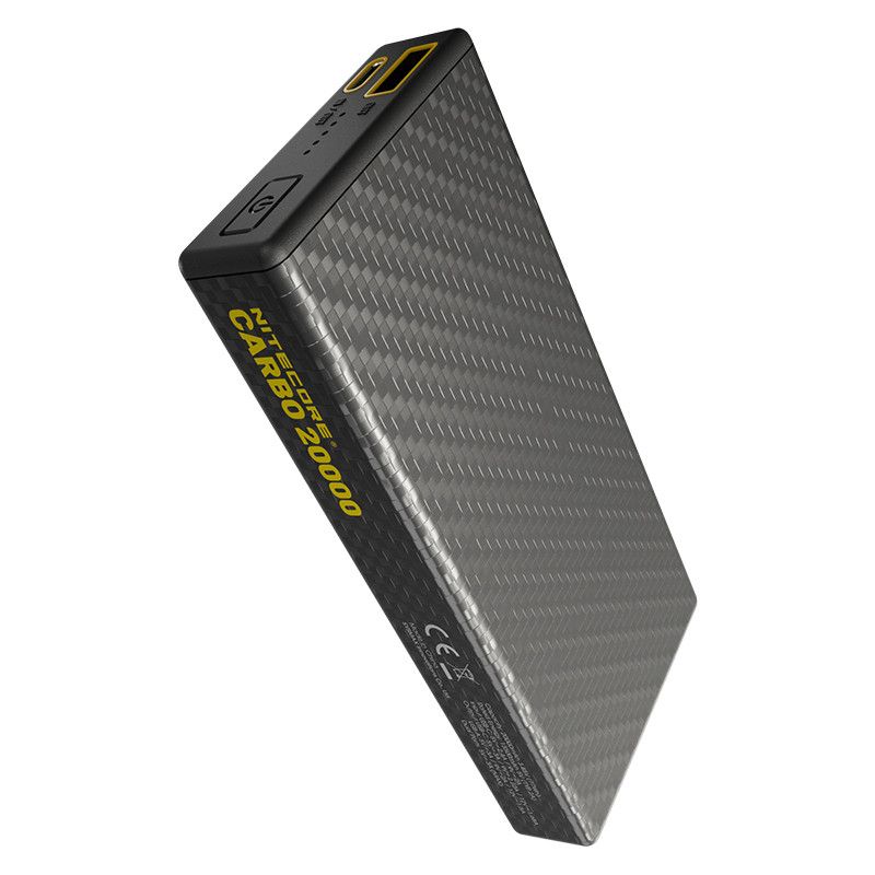 NITECORE CARBO 20000 Mobil Strømbank 20000mAh IPX5 Vannmotstand Hurtiglading 20W Karbonfiber Lettvekts
