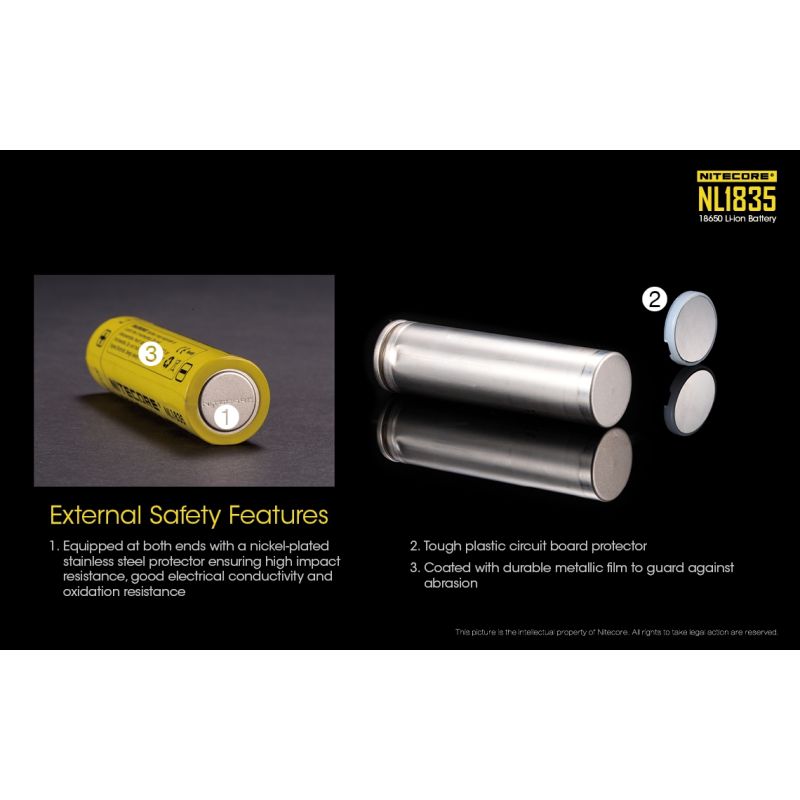 Nitecore 18650 NL1835 Li-ion oppladbart batteri 3500mAh Høy kapasitet lommelyktutstyr forbrukerelektronikk