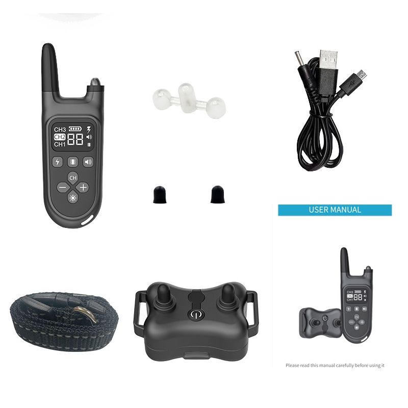 800m Elektrisk Hundetreningskrave Vanntett og Oppladbar med LCD-skjerm Fjernkontroll Human Hundetrening