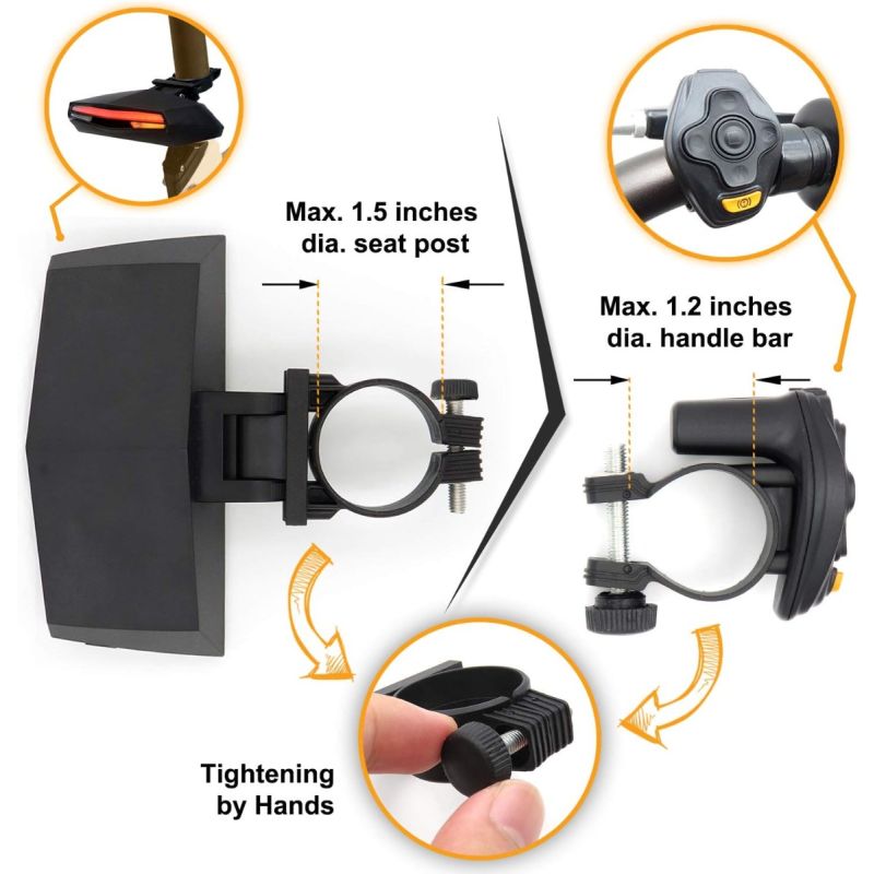 Ampulla C1 LED Sykkelbaklys - Oppladbart, Fjernkontroll, Blinklys, Virtuell Sykkelfil & Nattesynlighet