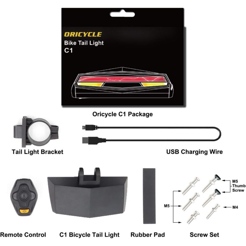Ampulla C1 LED Sykkelbaklys - Oppladbart, Fjernkontroll, Blinklys, Virtuell Sykkelfil & Nattesynlighet