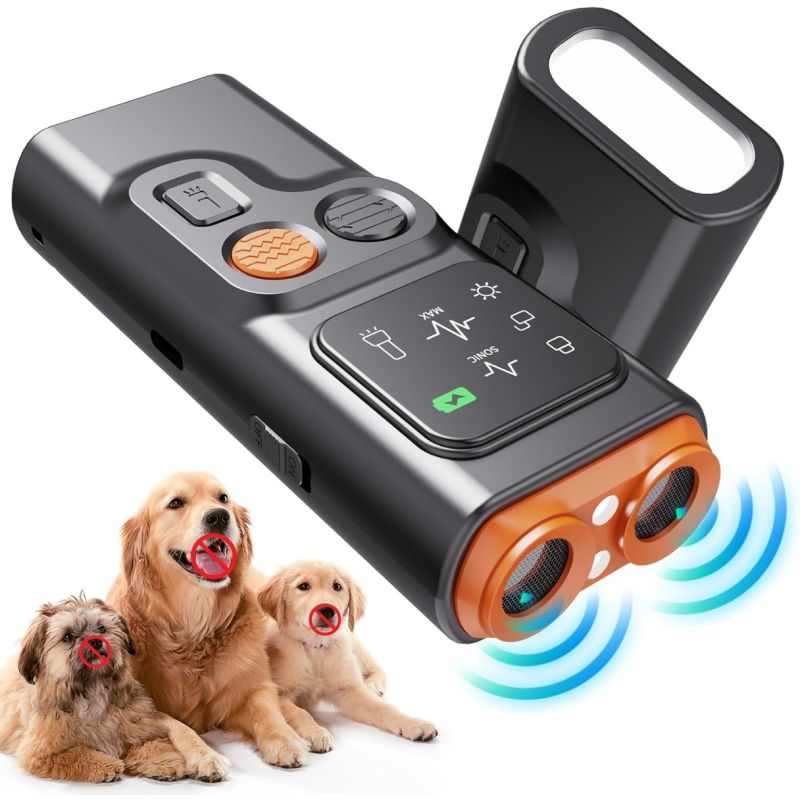 Bark Guard ultralyd bjeffedemper: Effektiv hundetrening med HD-skjerm & LED-lommelykt!