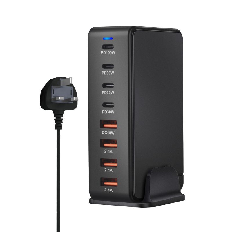 Effektiv 240W stasjonær GaN-lader 8-ports USB Type C PD hurtiglader for mobil nettbrett laptop hurtiglading