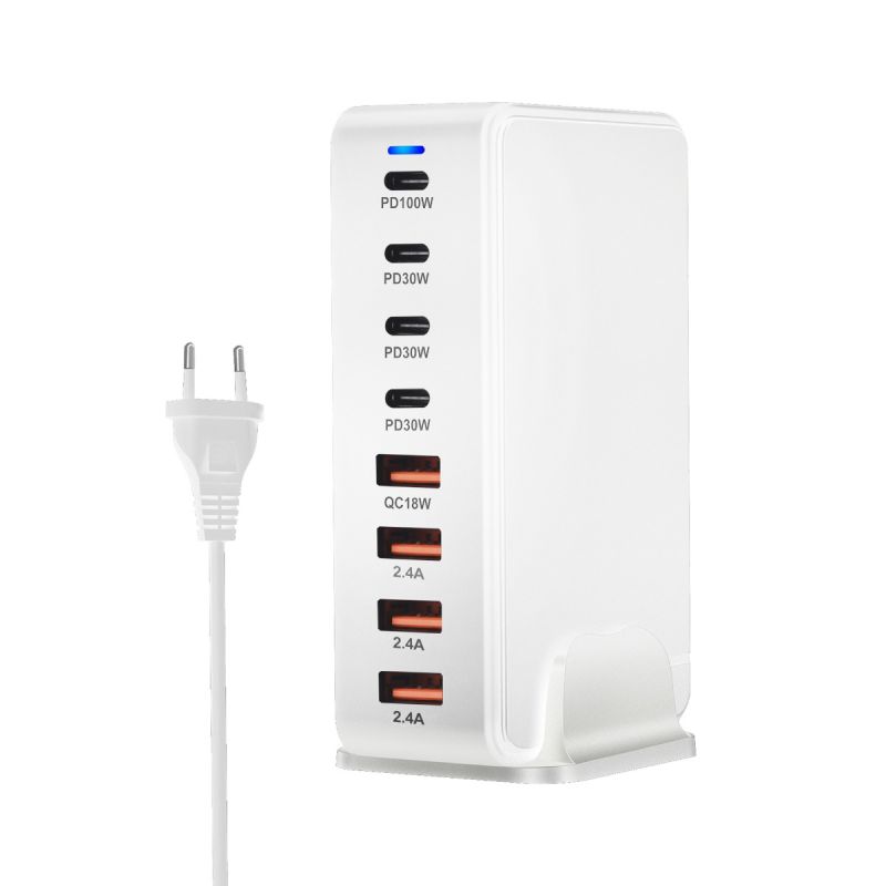 Effektiv 240W stasjonær GaN-lader 8-ports USB Type C PD hurtiglader for mobil nettbrett laptop hurtiglading