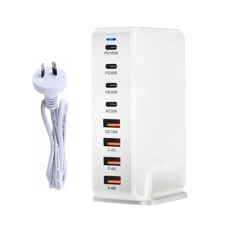 Effektiv 240W stasjonær GaN-lader 8-ports USB Type C PD hurtiglader for mobil nettbrett laptop hurtiglading