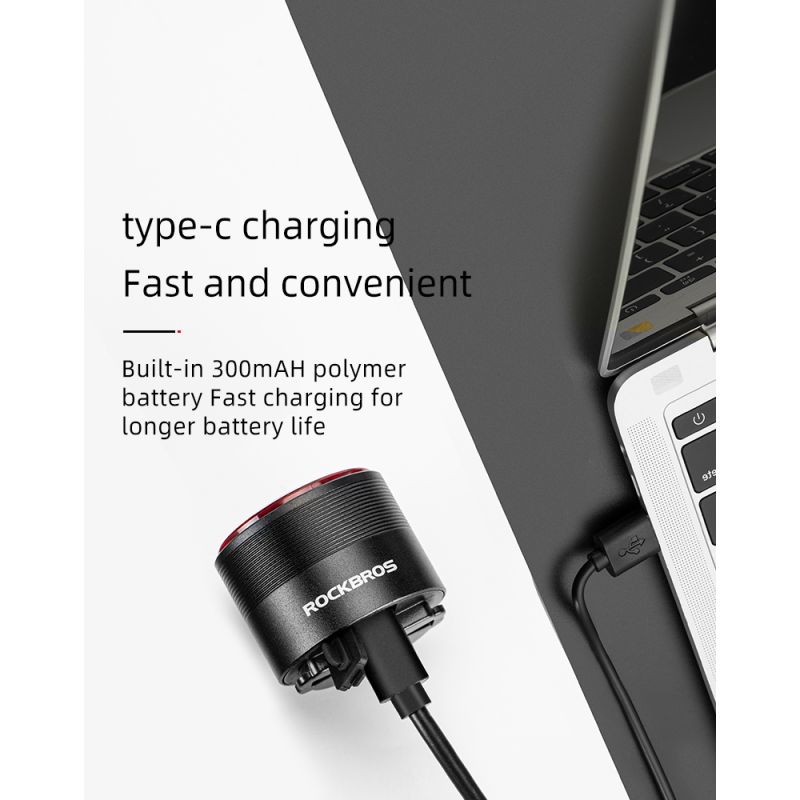 ROCKBROS Q3 sykkelbaklys for nattsykling baklys med smart teknologi og bremsesensor IPX6 vanntett gør synlighet