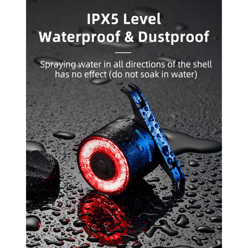 ROCKBROS Q3 sykkelbaklys for nattsykling baklys med smart teknologi og bremsesensor IPX6 vanntett gør synlighet