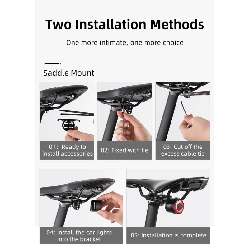 ROCKBROS Q3 sykkelbaklys for nattsykling baklys med smart teknologi og bremsesensor IPX6 vanntett gør synlighet