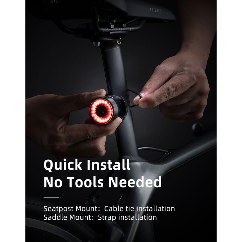 ROCKBROS Q3 sykkelbaklys for nattsykling baklys med smart teknologi og bremsesensor IPX6 vanntett gør synlighet