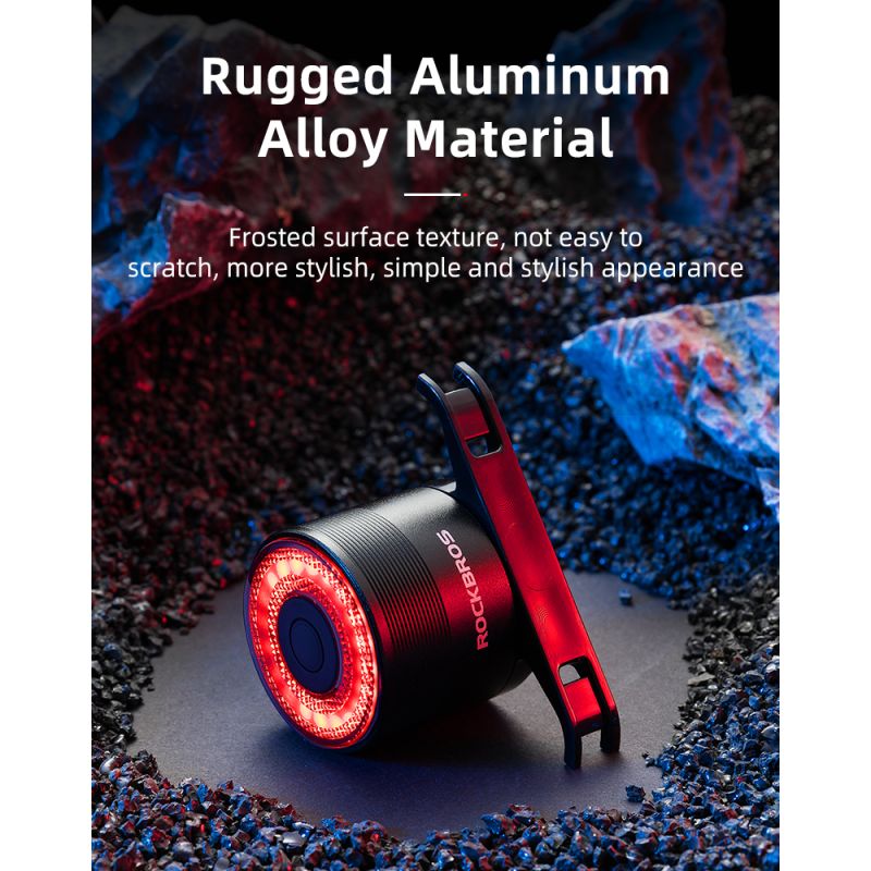 ROCKBROS Q3 sykkelbaklys for nattsykling baklys med smart teknologi og bremsesensor IPX6 vanntett gør synlighet