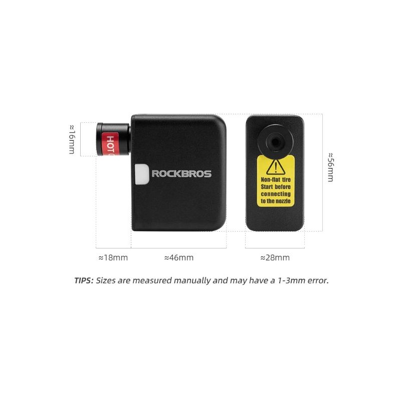 ROCKBROS bærbar mini elektrisk luftpumpe 100PSI oppladbar sykkeltilbehør med slitesterkt og lettvekt design