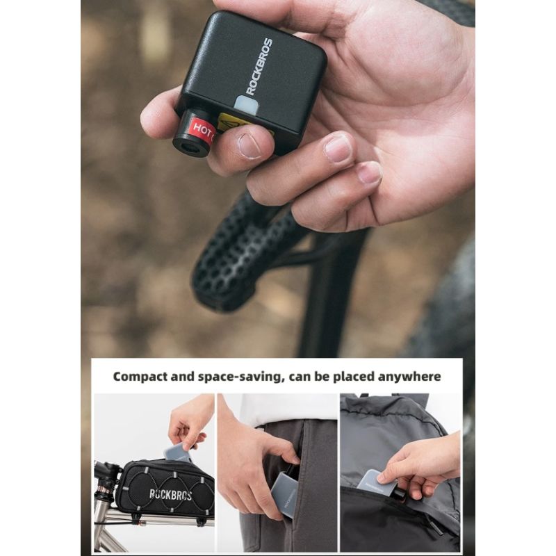 ROCKBROS bærbar mini elektrisk luftpumpe 100PSI oppladbar sykkeltilbehør med slitesterkt og lettvekt design