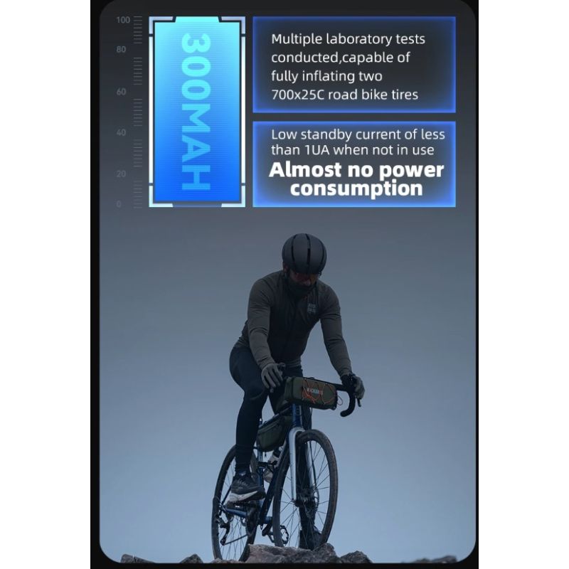 ROCKBROS bærbar mini elektrisk luftpumpe 100PSI oppladbar sykkeltilbehør med slitesterkt og lettvekt design