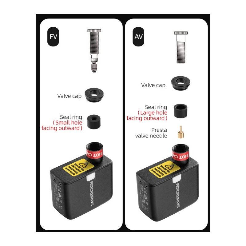 ROCKBROS bærbar mini elektrisk luftpumpe 100PSI oppladbar sykkeltilbehør med slitesterkt og lettvekt design