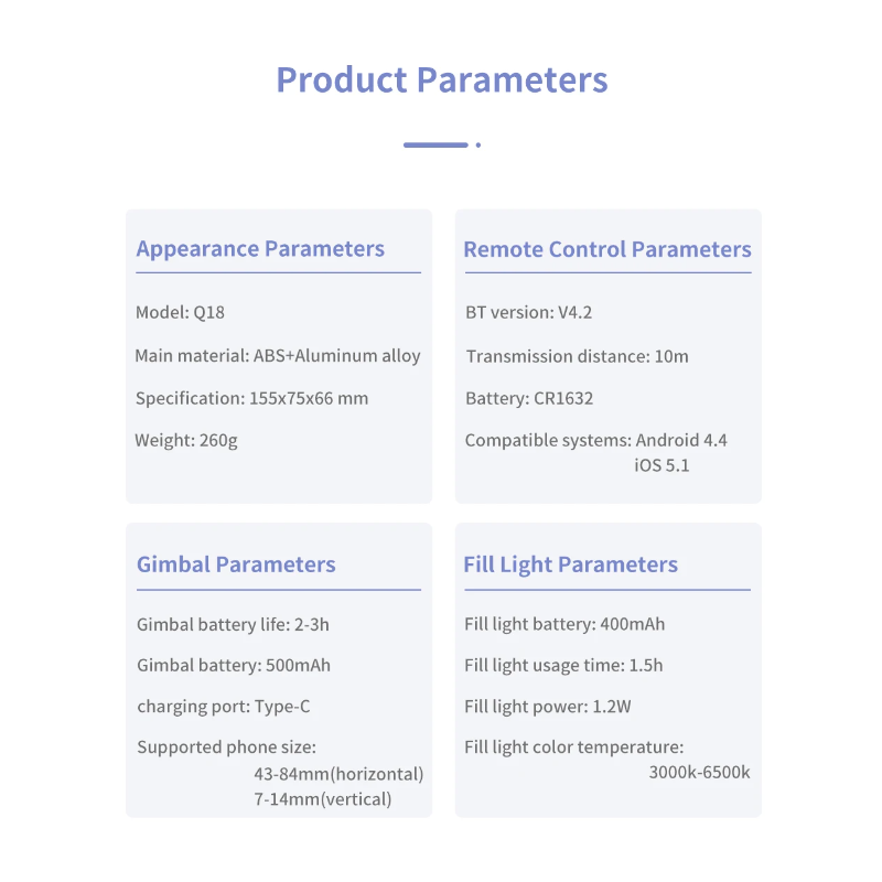 Q18 Selfie Stick med 360 rotasjon og Gimbal stabilisator innovativt fotografiverktøy for sosiale medier